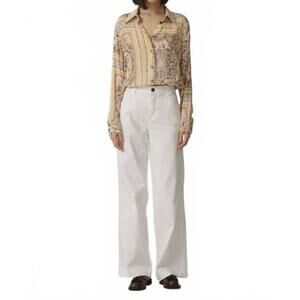 NEW SAND crepe de chine print silk blend blouse in latia n